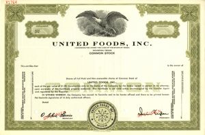 United Foods, Inc - Specimen - Stock Certificate